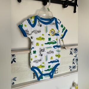 Swiggles Blue and Green Animal Print Bodysuit Infant Onesie NWT